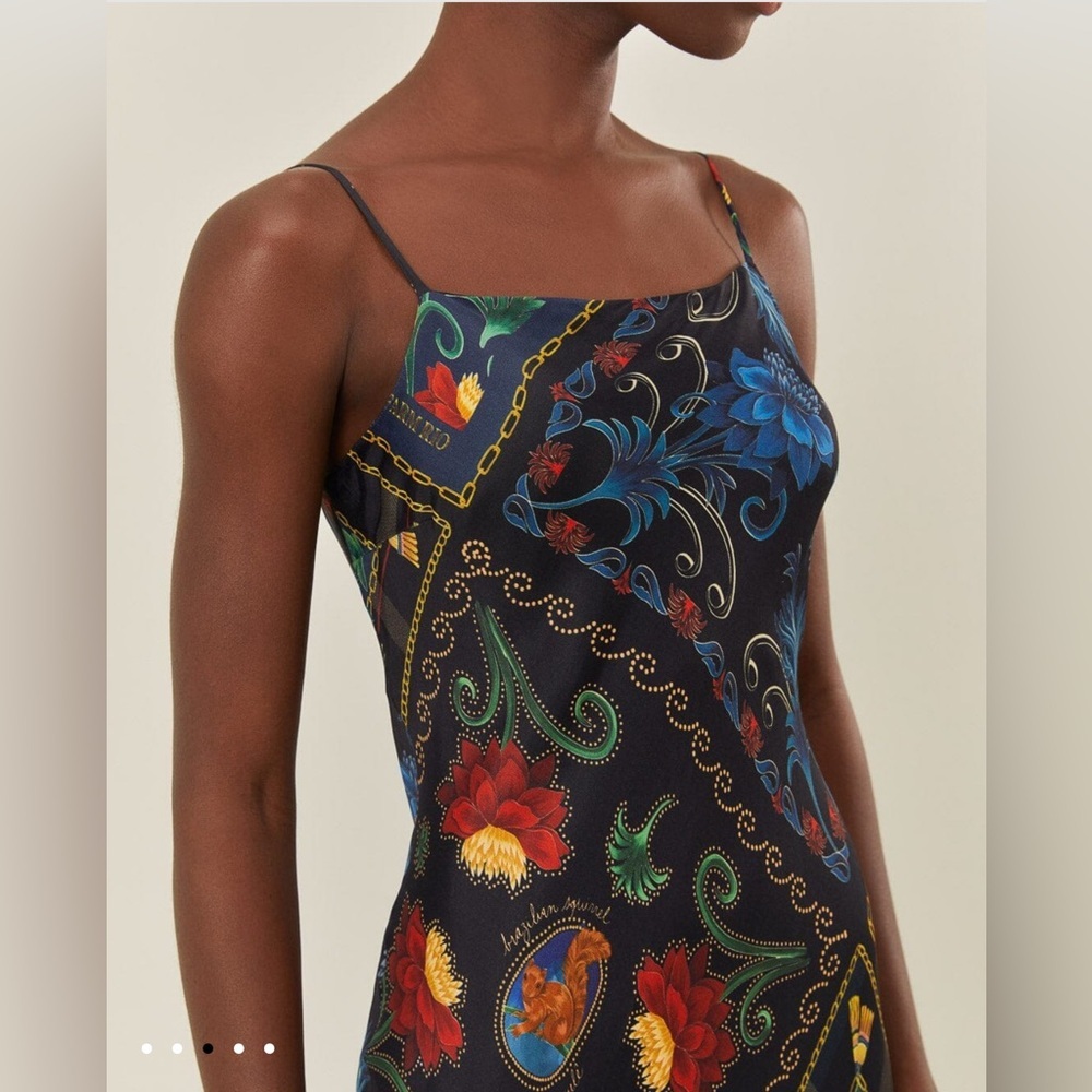 Farm Rio Black Mixed Arabesque Scarves Sleeveless Maxi Dress - Picture 5 of 9